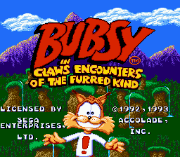 Bubsy in Claws Encounters of the Furred Kind (USA, Europe) Title Screen